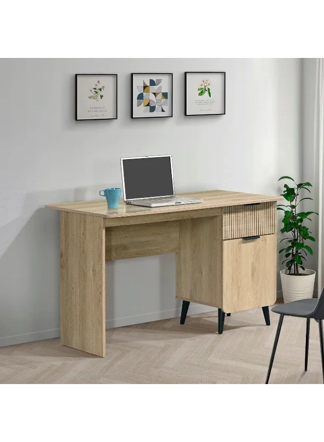 Home Box Study Desk with 1 Door and 1 Drawer (Oak Finish, 120 cm x 60 cm x 75 cm) s8dg9