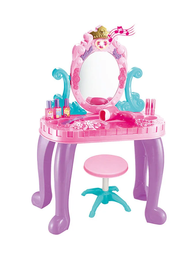 Bohui Pretend Crown Vanity Dresser Playset with Music and Lights for Kids (44x23x74cm) k90y0