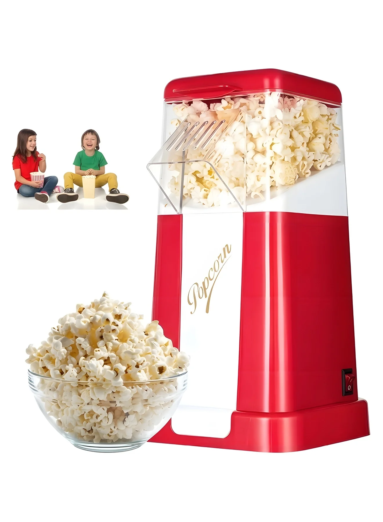 Beauenty Hot Air Popcorn Maker Machine, Oil-Free Electric Popper with Measuring Lid (50g Capacity) xsoyn
