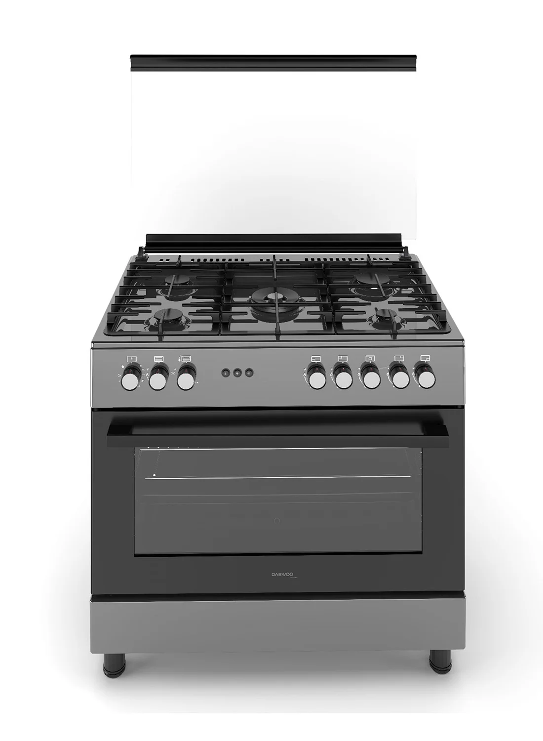 Daewoo Freestanding Gas Cooker with 5 Sabaf Burners and Gas Oven, Smoke Inox Finish (90x60 cm) gqru5