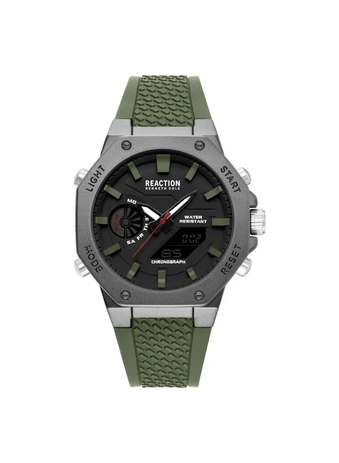 Premium Men's Analog Digital Dual Display Watch with Silicone Strap (Black, 46mm) h67ub