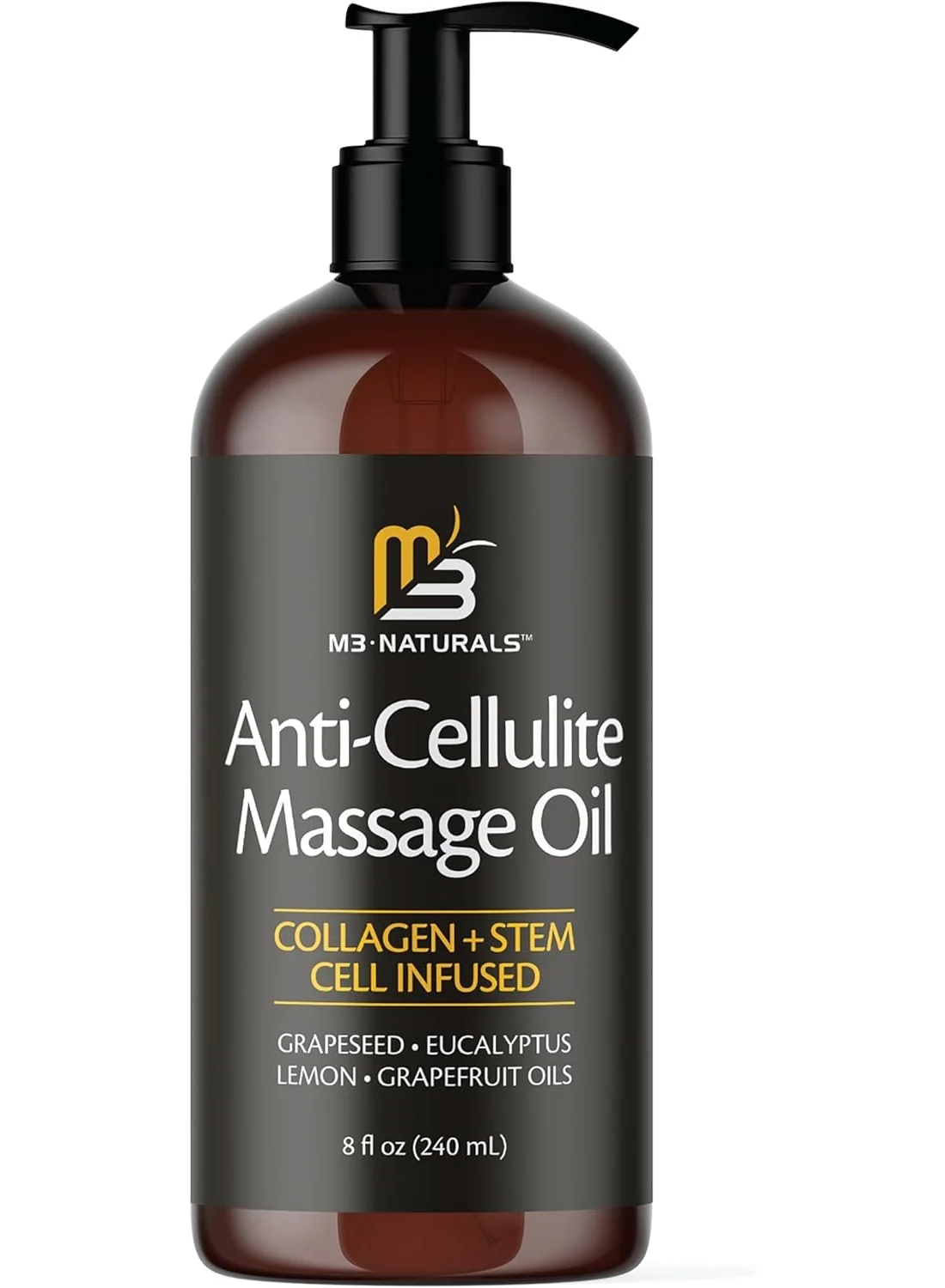 M3 Naturals Premium Cellulite Massage Oil Firming Body Treatment for Smooth Skin (240 mL) hunff