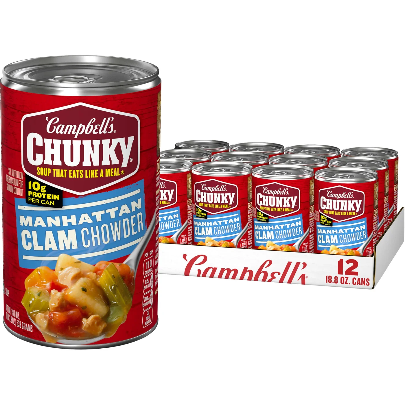 Campbells Chunky Manhattan Clam Chowder Premium Hearty Soup (12 Pack, 5.33 kg) 1xz7u