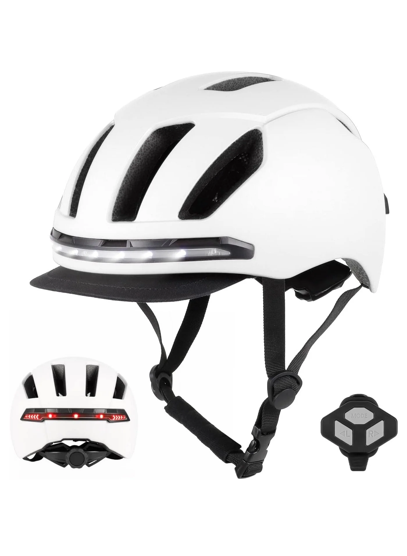 ULIP Smart Bicycle Helmet with Integrated LED Lights and Detachable Visor for Cycling and Commuting (Adults, Universal Size) f9yck