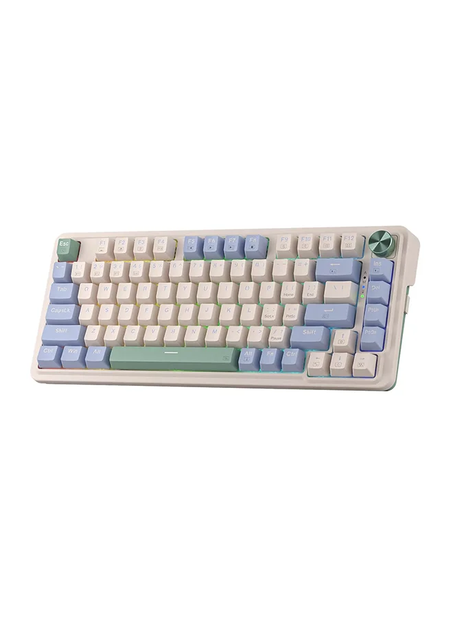 Mechanical Gaming Keyboard 75% Compact Wireless RGB with Hot-Swap Sockets and Rotary Knob Control (Red Switch, 1 Unit) o4ehs