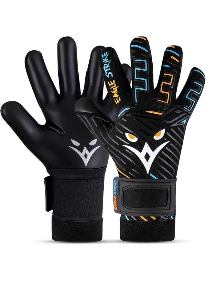 EAGLE STRIKE Professional Goalkeeper Gloves with Enhanced Grip and Wrist Support for Football Training (Adult and Youth, 25 cm) ioyda