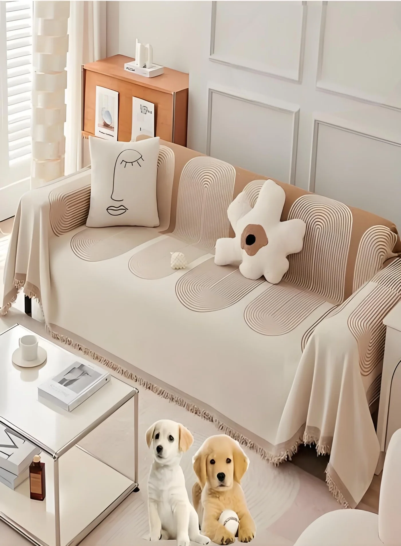 VarioNest Chenille Sofa Cover Double Sided Furniture Protector (180x150 cm) 3dm25