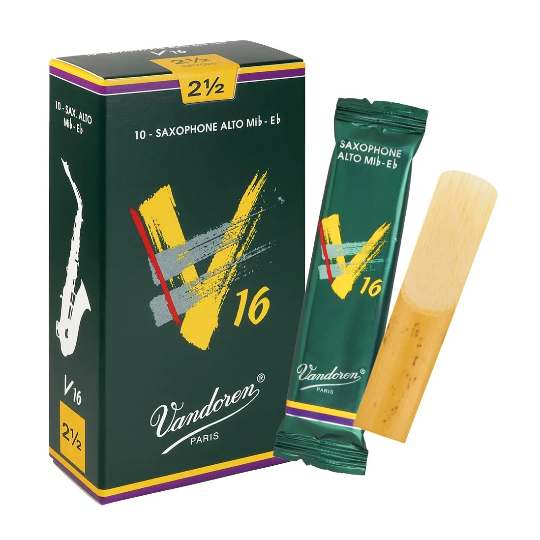 Vandoren V16 Alto Saxophone Reeds Premium Professional Grade (Strength 2.5, Pack of 10) 1jph2