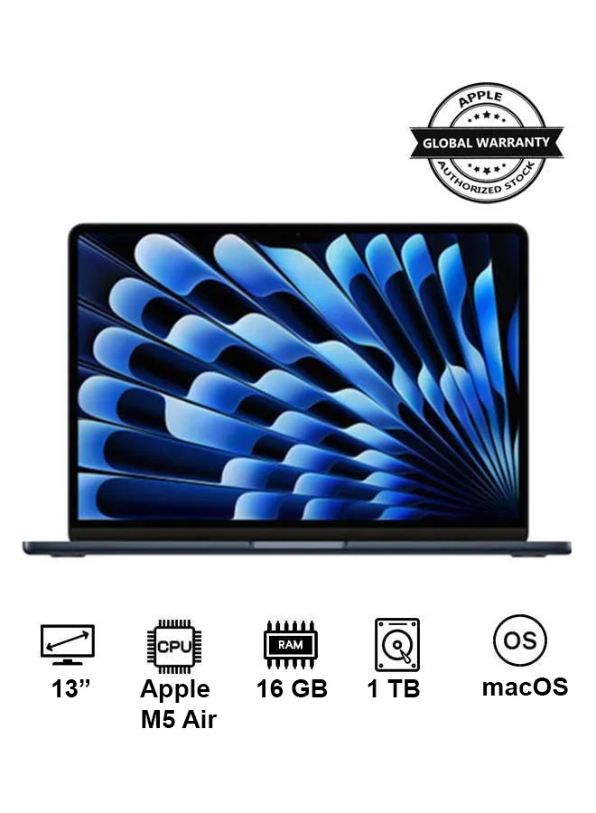 Premium Smart Laptop Air 13-Inch Display (16GB RAM, 1TB SSD, Midnight) High-Performance Professional Notebook jtq5t