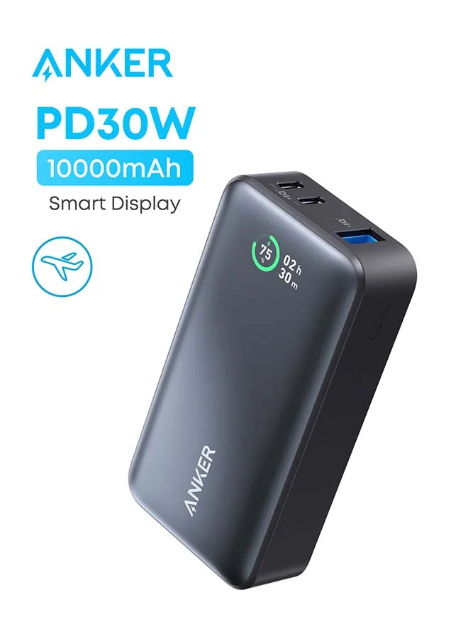 High-Speed Portable Power Bank 10000mAh Ultra-Slim Fast Charging External Battery Pack with PD 30W Output (Black, 10000mAh) 8owk3