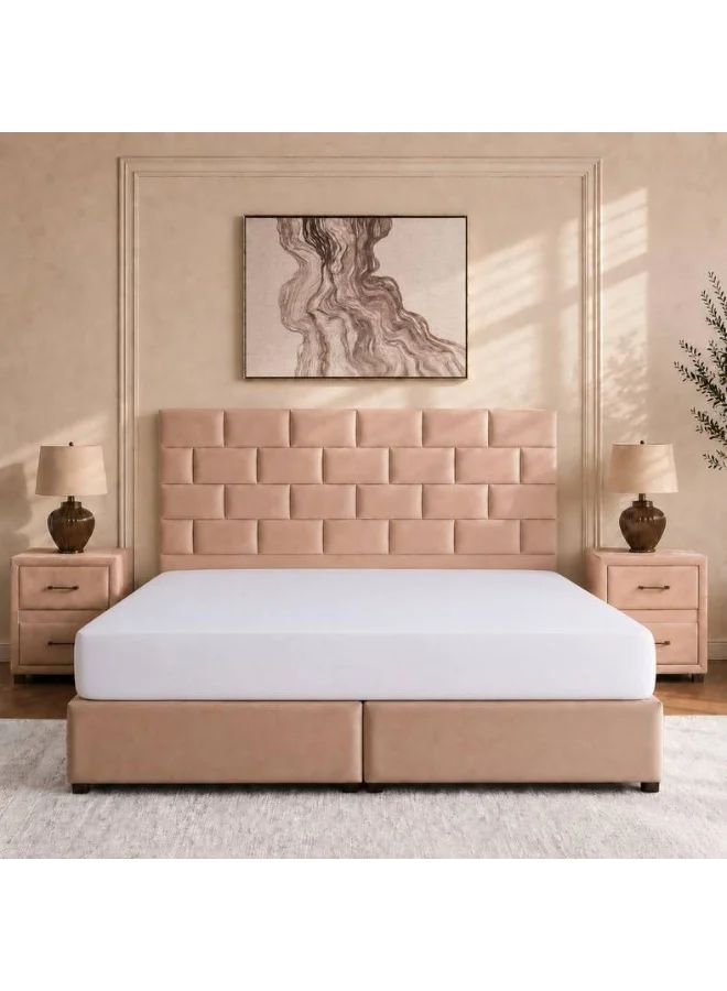 Pan Home Aether Upholstered Super King Bed with Gold Velvet Fabric (205 x 200 x 131 cm) 2690w