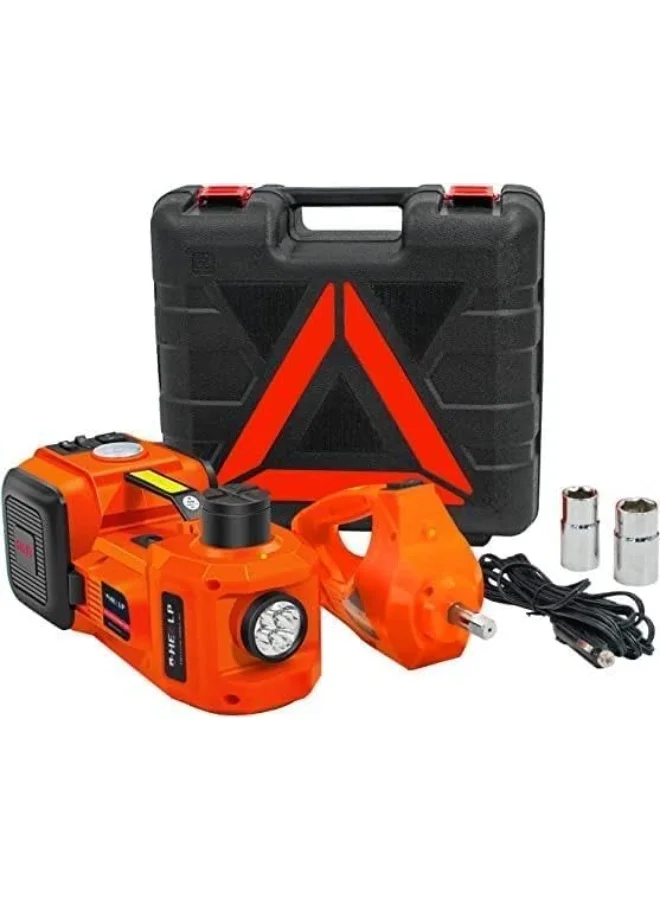 SHEZA STAR Electric Car Jack Kit 2 Ton Lifting Capacity 12V DC with LED Light and Storage Case (Orange) aj4rp