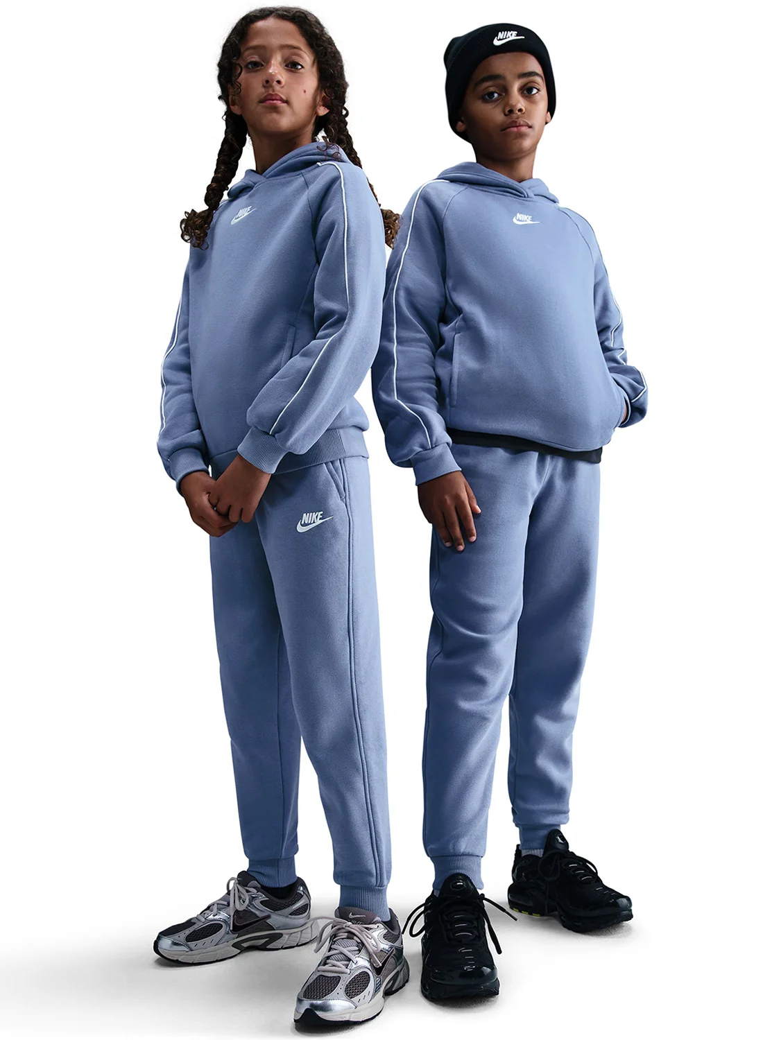 Athletic Kids Fleece Hoodie Tracksuit Premium Soft Cotton Set (Grey, 120 cm) 0ck48