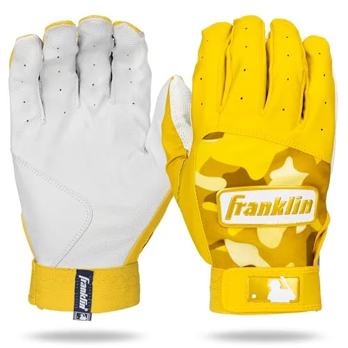 Premium Baseball Batting Gloves Digitek Camo Leather Grip Gear for Youth (White/Yellow, Small) izasi