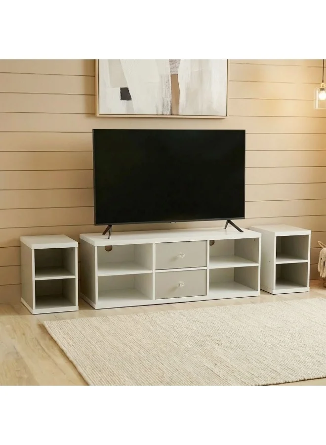Danube Home Prime TV Cabinet Modern Entertainment Wall Unit for 65 Inch Screens (White, 180 x 40 x 44.5 cm) 71g9t
