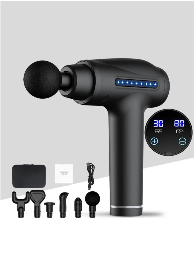 Arabest Deep Tissue Percussion Massage Gun, Portable Electric Handheld Muscle Fascia Massager with 8 Heads and 9 Speed Settings (Black) zsuux