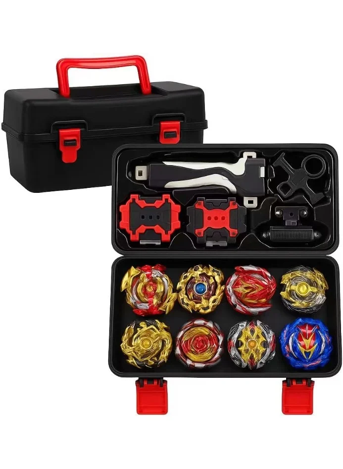 REZZOSS Spinning Top Battle Set with 8 Metal Fusion Tops Launcher Grip and Storage Case (8-Piece Set) fsn8n
