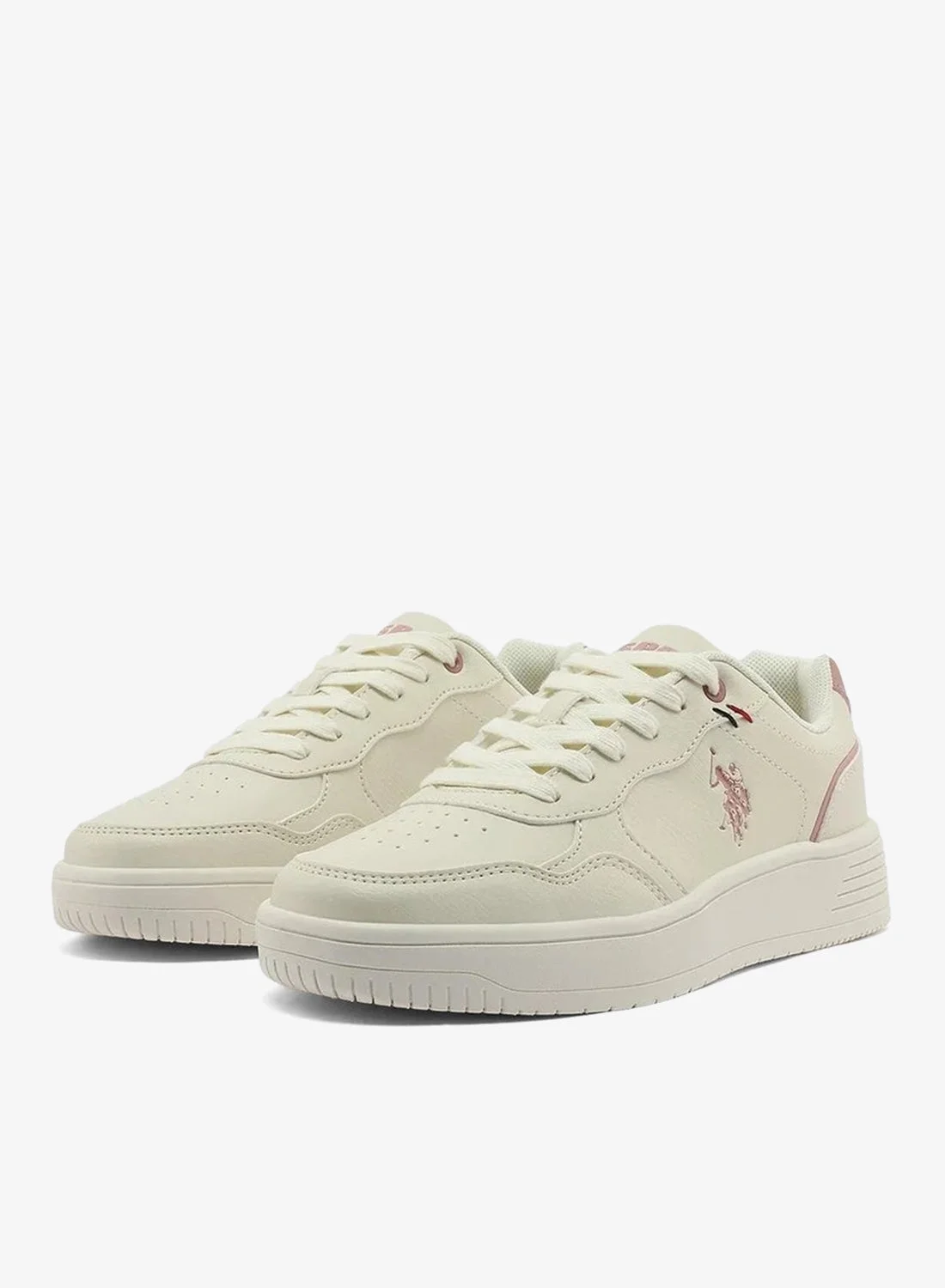 Premium Casual Lace-Up Sneakers for Women - Lightweight Everyday Fashion Trainers with Pink Accents (Beige, 38) kdsfa