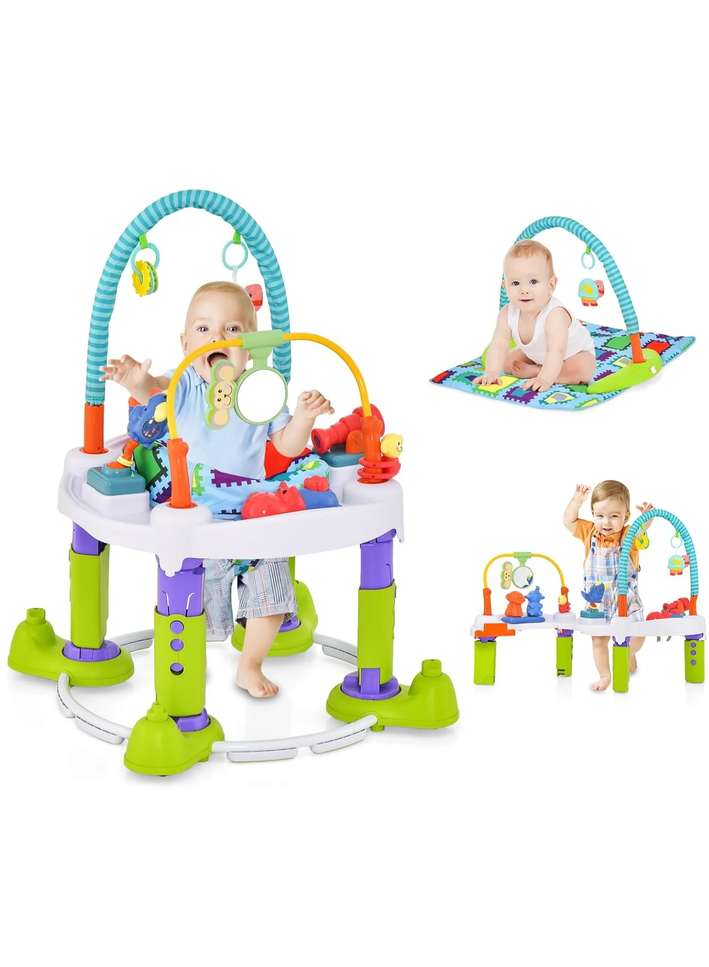XiuWoo 4-in-1 Baby Activity Center and Learning Walker with 3-Level Adjustable Height and 360¡ã Rotating Seat (Infant Interactive Play Station) 61msb