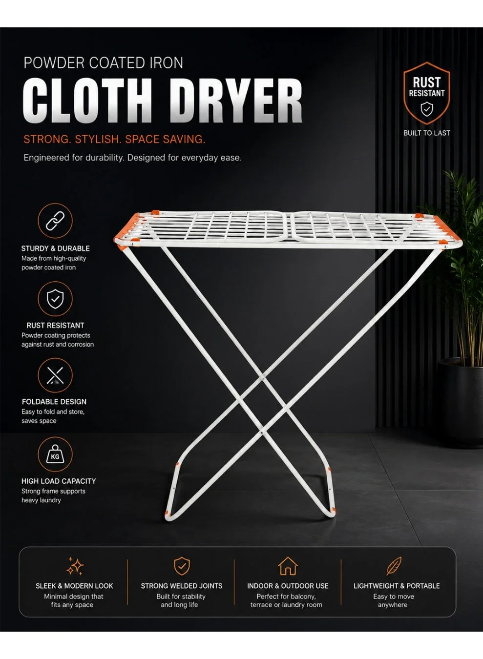 Delcasa Loyd Foldable Cloth Dryer Rack with Side Wings, Powder Coated Iron Construction, 18-Meter Drying Space (18 Kg Capacity) mdmvh
