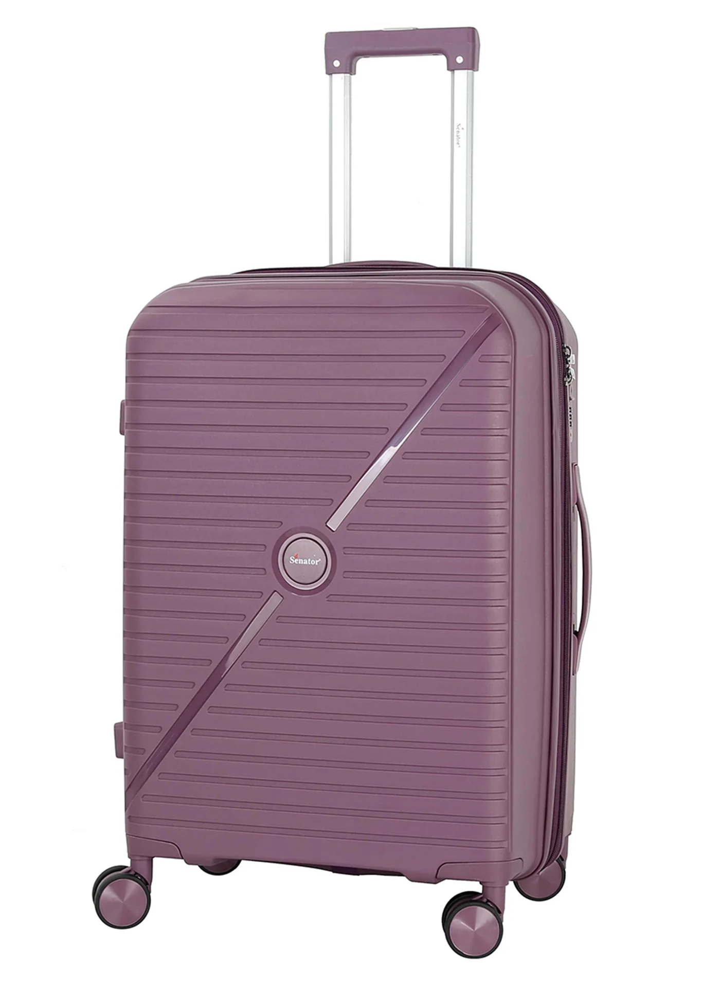 SENATOR Expandable Hard Case Trolley Luggage Lightweight PP Spinner Suitcase with 4 Double Wheels (Purple, 55 cm) g02m4