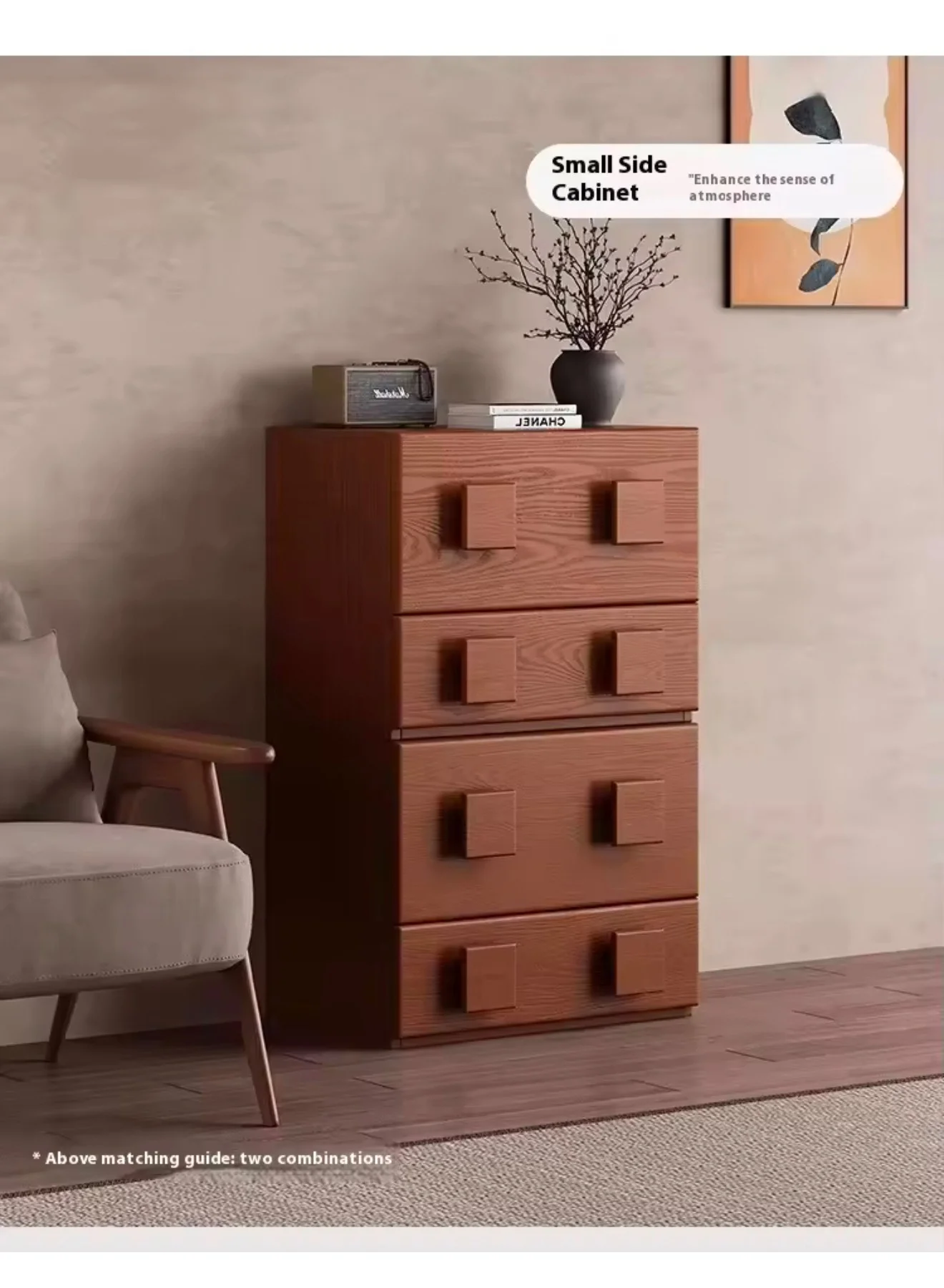 GT-Wheel Large Bedside Cabinet with 2 Drawers Wooden Storage Organizer for Bedroom and Office (45 x 40 x 50 cm) ki9ks