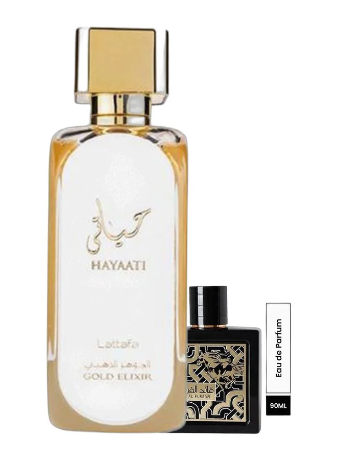 Lattafa Hayaati Gold Elixir EDP 100mL and Qaed Al Fursan EDP 90mL Fragrance Duo Set (Unisex) uo1f2