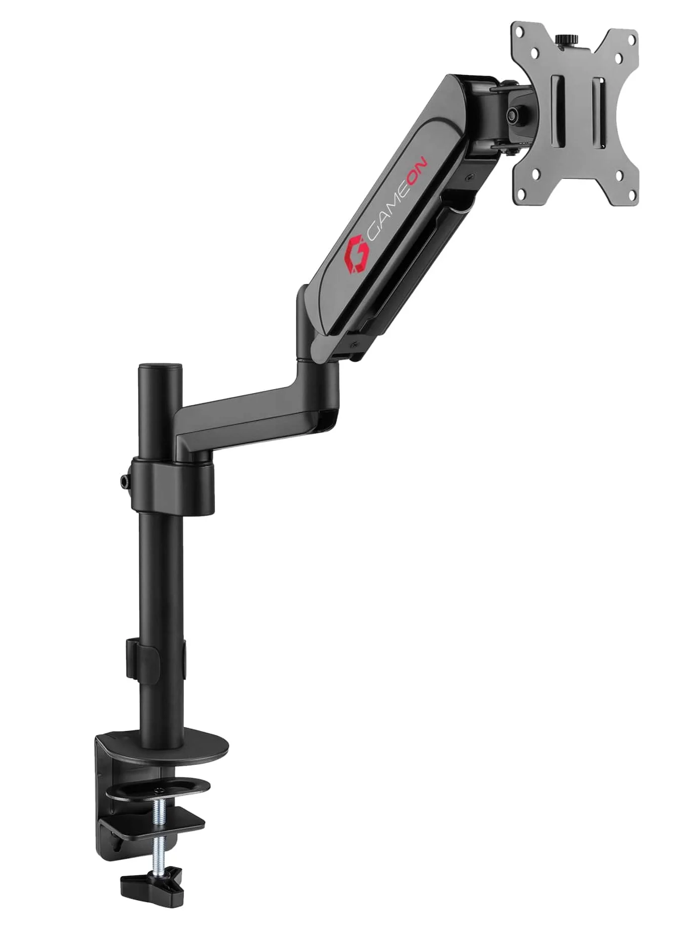 GAMEON Pole Mounted Gas Spring Single Monitor Arm Stand (17 to 32 inches, Up to 10 kg, Matte Black) wsfa2