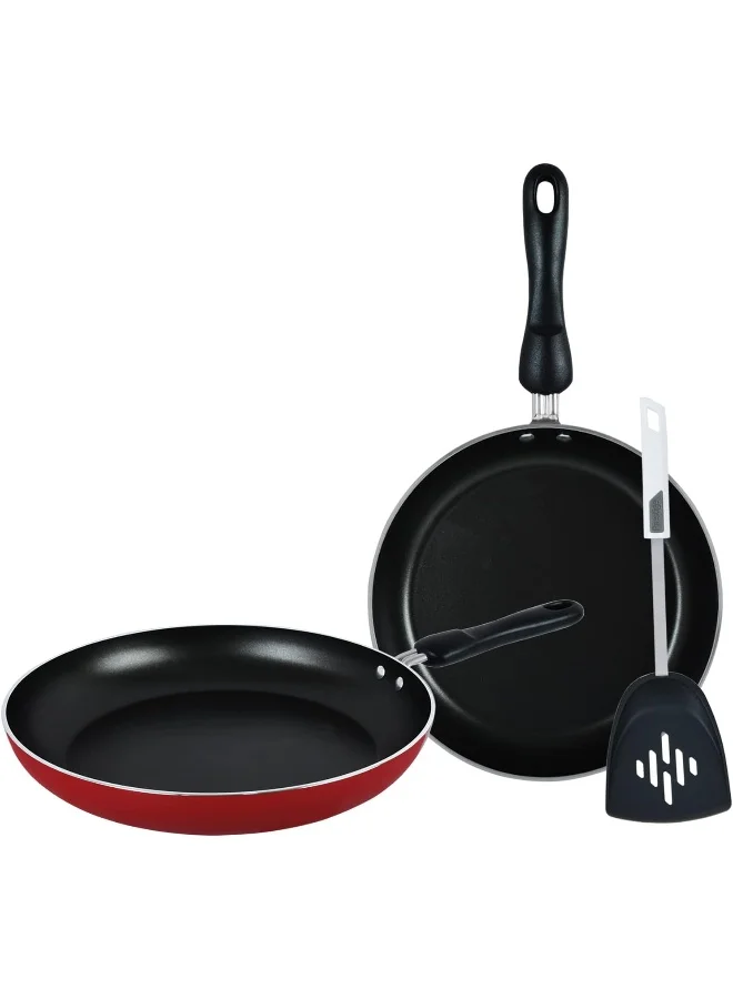Classique Non-Stick Frypan and Spatula Kitchen Set (Red, 28cm, 3-Piece) vie8d
