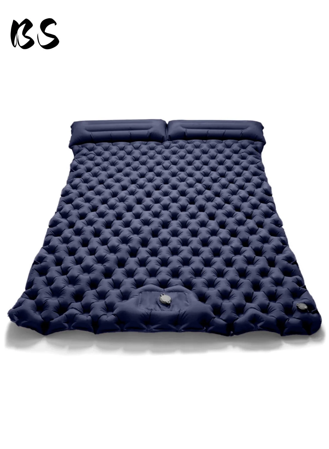 BS Double Camping Sleeping Mat, Ultralight Inflatable Pad with Built-In Foot Pump and Pillow (190 x 120 cm) f1tvn