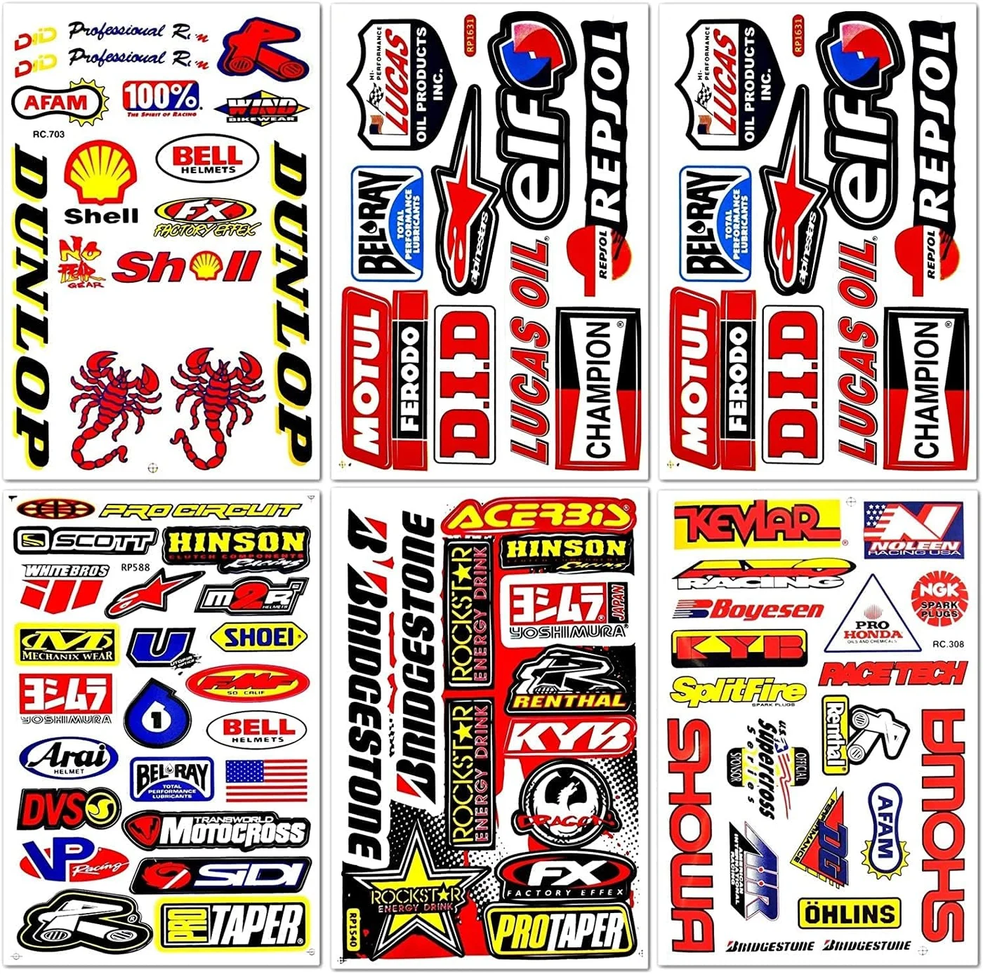 Premium Motocross Dirt Bike Sticker Pack Waterproof Vinyl Decals for Helmets and Gear (50 Pieces) grzo2