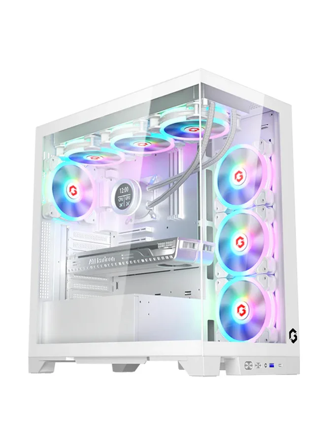 GAMEON Emperor Arctic IV Mid Tower Gaming Case with ARGB Lighting and 7 Fans (White) srt21