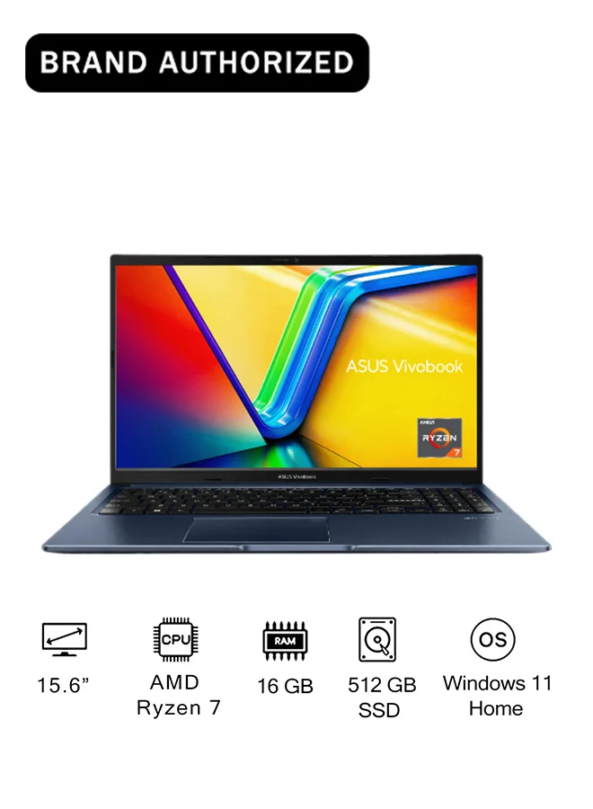 Premium 15.6-Inch Full HD Laptop, AMD Ryzen 7 Octa-Core, 16GB RAM, 512GB SSD, Windows 11 Home, Blue fgu7y
