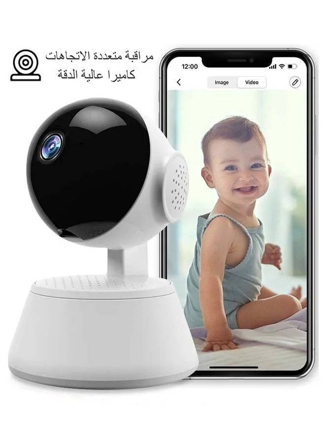 XiuWoo Wi-Fi Security Camera 1080P HD Baby Monitor with Night Vision and Remote Control (White, 1 Unit) t7em7