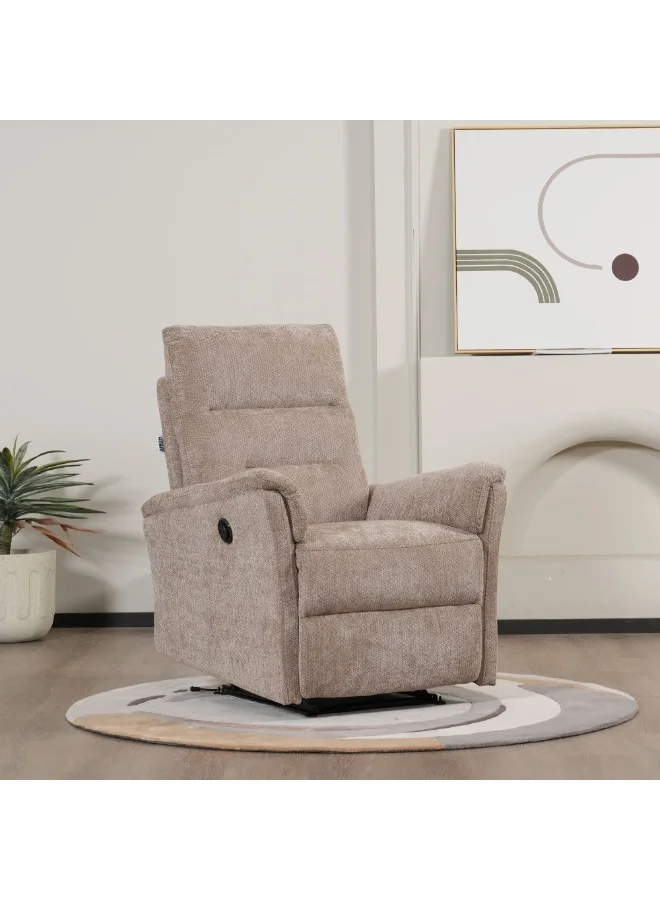 DANUBE HOME Jared 1 Seater Recliner Chair Modern Living Room Furniture (Taupe, 74x88x101.5cm) 0kbr7