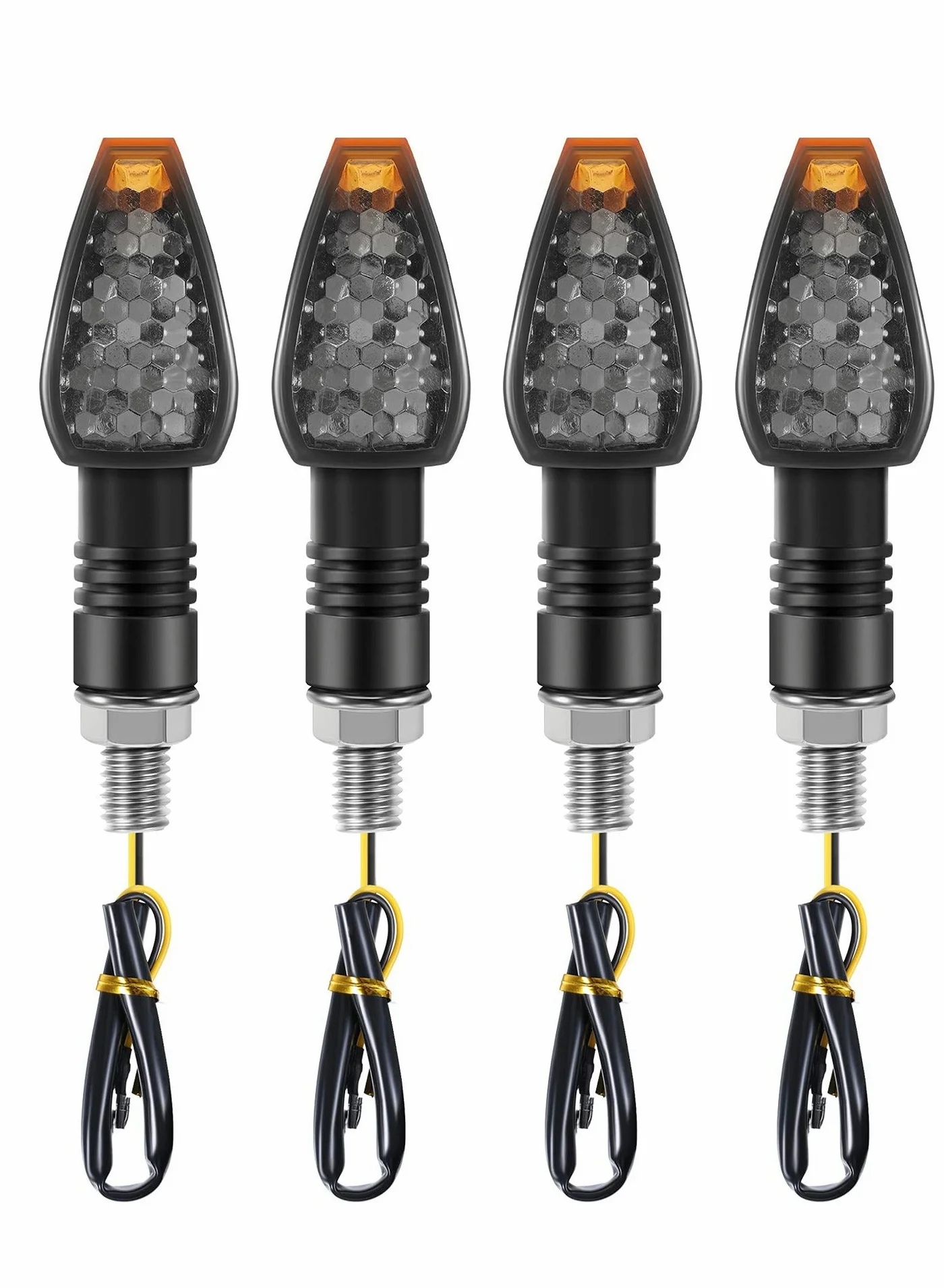 MUNTAQI Universal 12V LED Motorcycle Turn Signal Lights (Amber, 4 Pcs) High-Visibility Mini Indicator Blinker for Front and Rear qxbtm