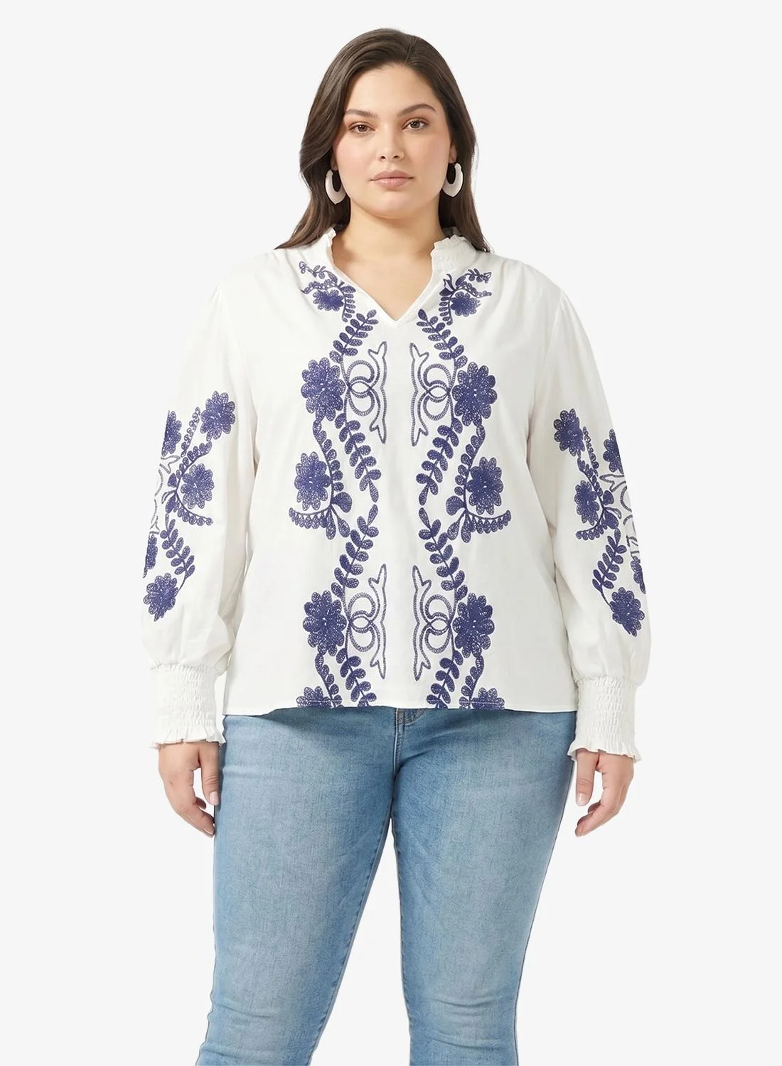 Ginger Plus Boho Embroidered Top Premium Cotton Casual Blouse for Women (Medium) 4xsjq