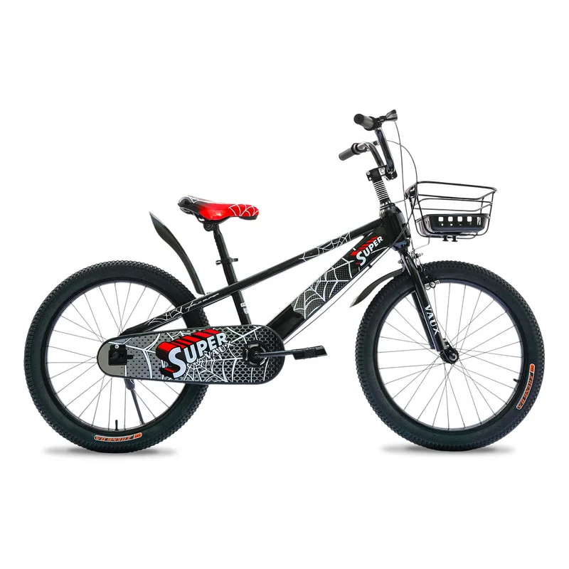Vaux Kids Bike 20-Inch Wheel Adjustable Seat with Basket (Black, 20-Inch) 8kmrn