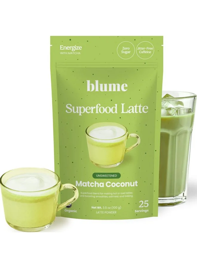 Blume Superfoods Matcha Latte Powder with Coconut and Moringa (Organic Green Tea Blend, 25 Servings) t6zni