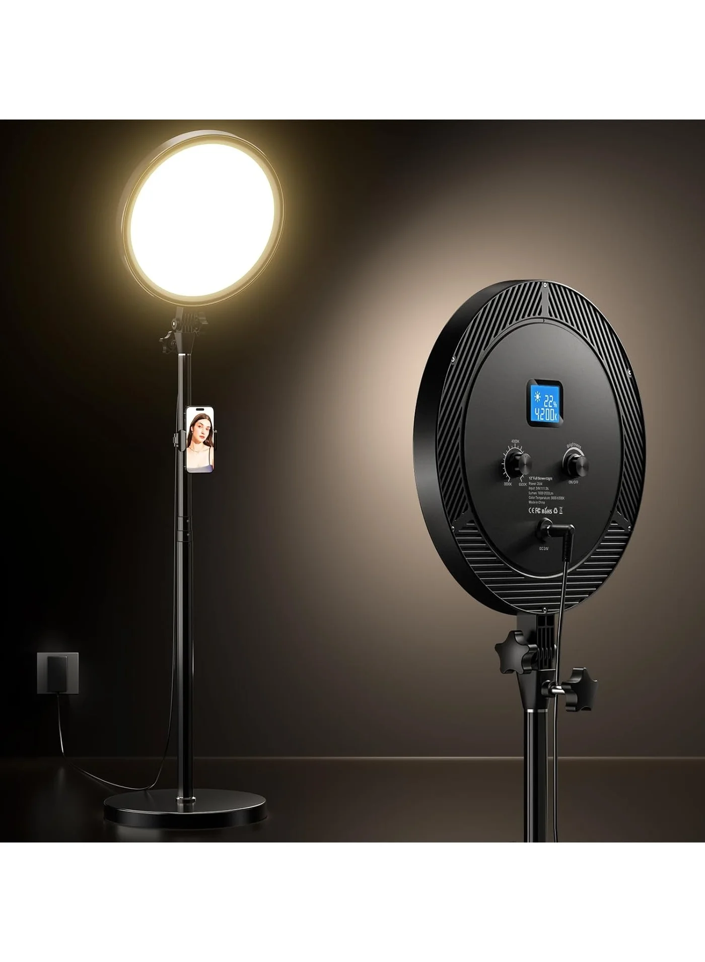 Professional 12-inch Dimmable LED Ring Light with 167cm Extendable Stand and Phone Holder (Black, 12-inch) sgboa