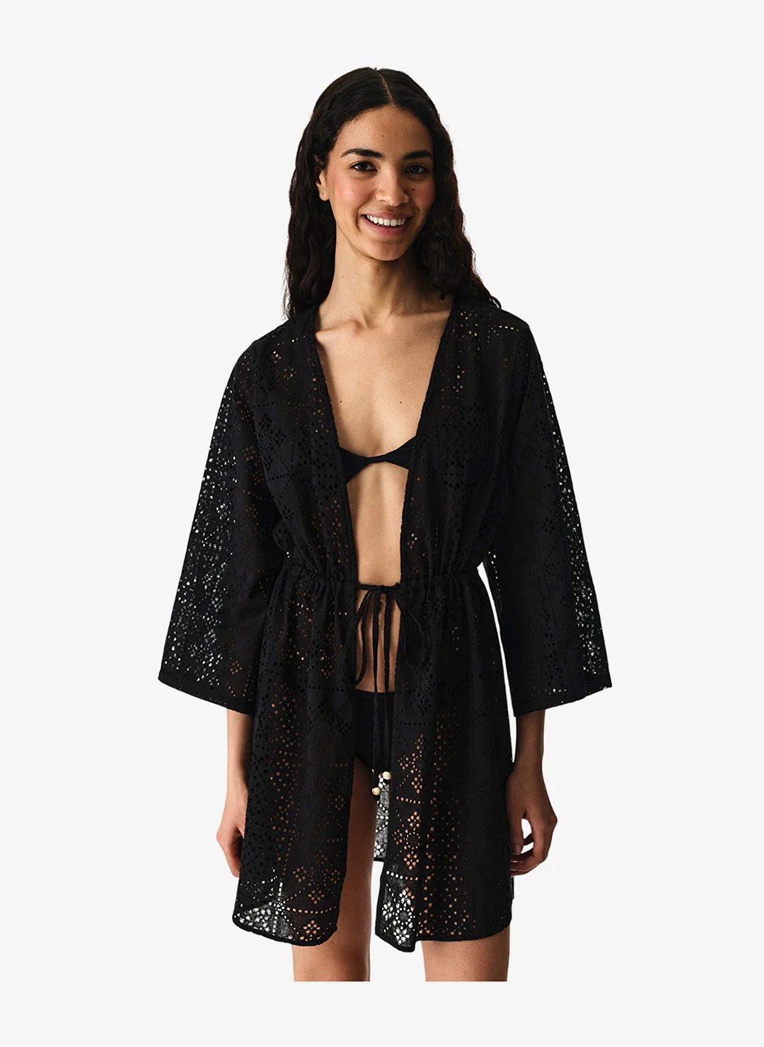 Penti Jasmine Kimono Lightweight Cover-Up for Women (Black, One Size) f65xq