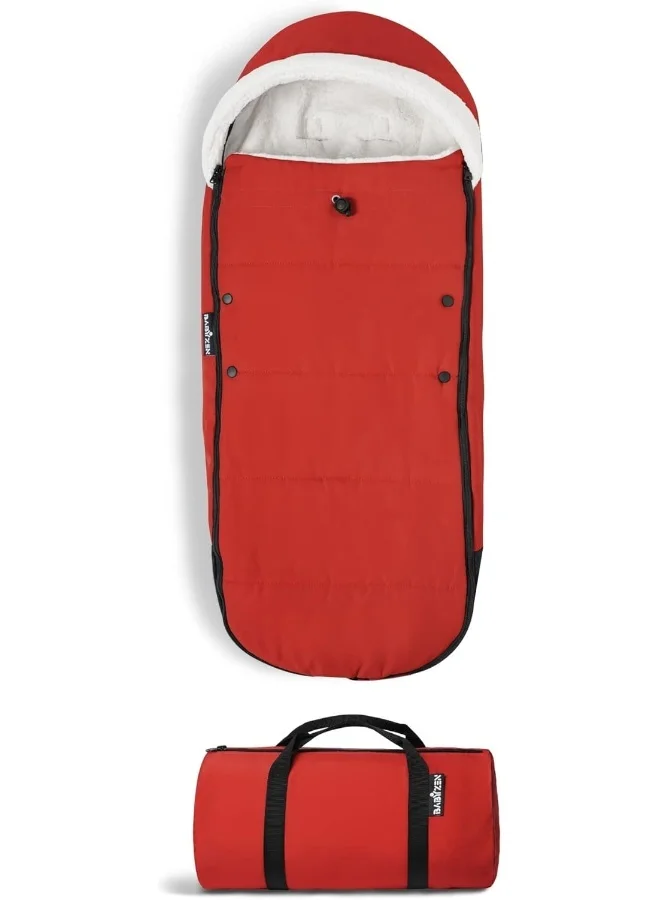 Premium Stroller Footmuff with Sherpa Lining and Fleece Hood (Red, Universal Fit) fe5xb