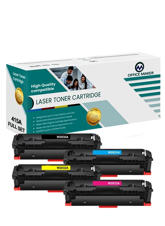Office Maker Premium Compatible Toner Cartridge Set 415A (Black, Cyan, Magenta, Yellow, 4-Pack) e3uay