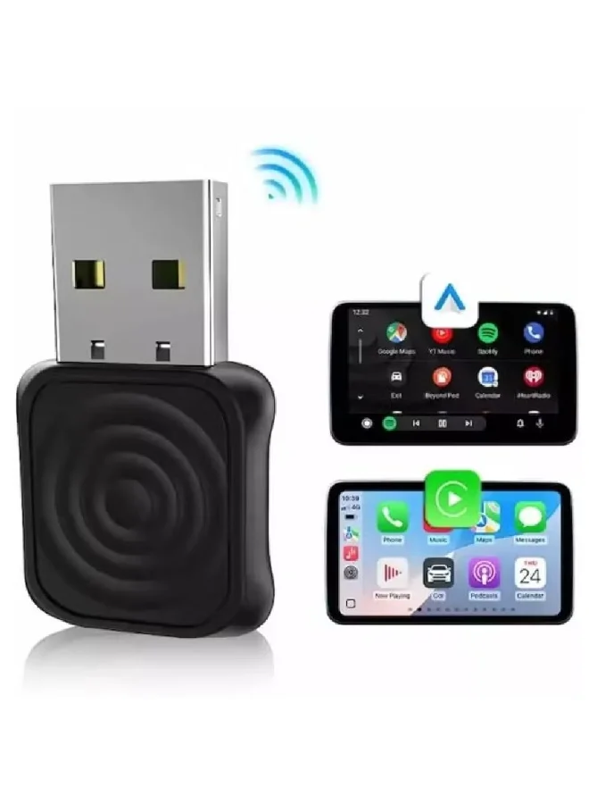 Wireless CarPlay and Android Auto Adapter 2-in-1 Mini Dongle for Wired to Wireless Conversion (USB-A and USB-C) ttoto