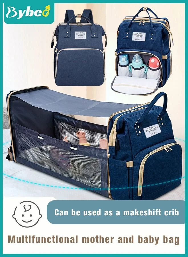 Bybeo Baby Diaper Bag Backpack with Changing Station, Large Capacity 900D Oxford Fabric, Multifunction Travel Organizer with USB Port (Unisex, 40x30x20 cm) lhb6r