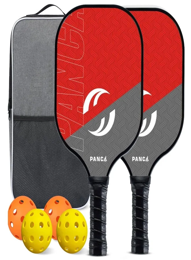 PANCA Pickleball Paddle Set with Fiberglass Surface and Cushion Grip (4 Balls and Carry Bag Included, Lightweight Professional Outdoor Kit) ew49z