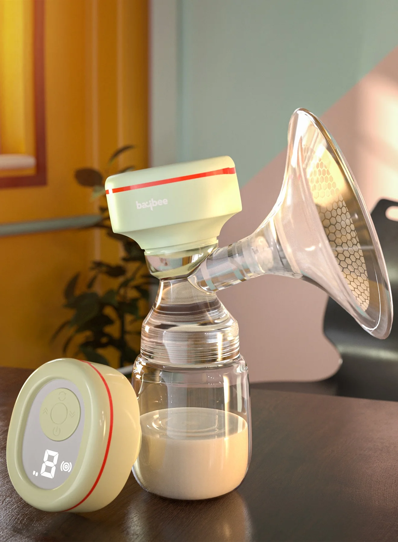 BAYBEE Portable Electric Breast Pump with LED Display (4 Modes, 9 Suction Levels, Rechargeable) og9x1