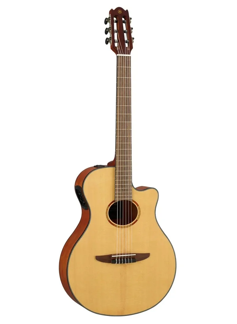 Premium Nylon String Acoustic-Electric Guitar Solid Top Professional Musical Instrument (Natural, Full Size) p185s