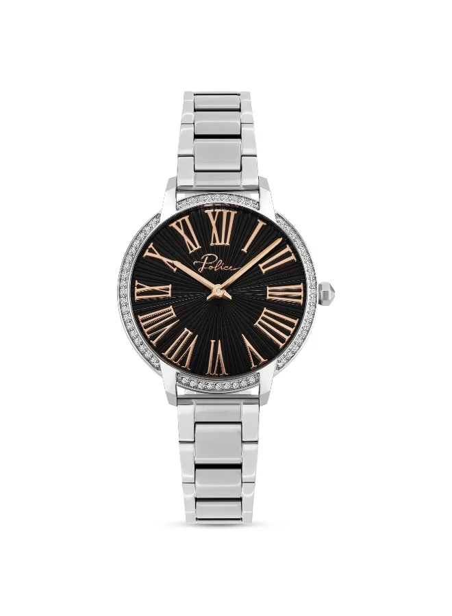 Nadu Women Multifunction Watch Black Dial Silver Metal Bracelet (34mm) oruxv