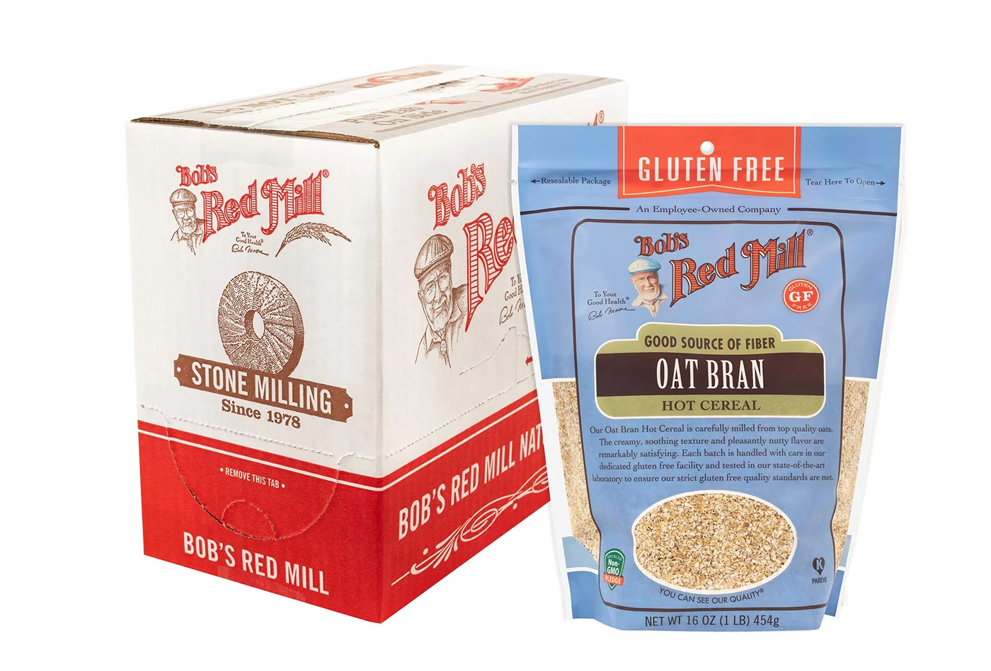 Bob's Red Mill Gluten Free Oat Bran Premium Whole Grain Cereal (454g, Pack of 4) cbdpl